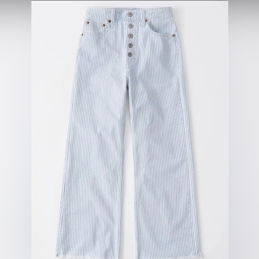Abercrombie High Rise Wide Leg Striped Jeans